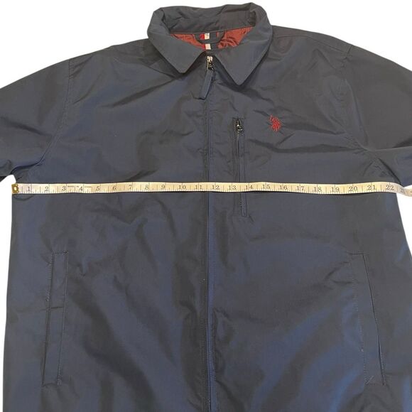 U.S. Polo Assn Navy Jacket Men’s L Preppy Windbreaker Burgundy Lining Pocket - Picture 5 of 16